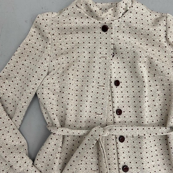 Vintage 70’s Deadstock Handmade Matching Set Dress & Belted Jacket Polka Dot - Picture 3 of 14